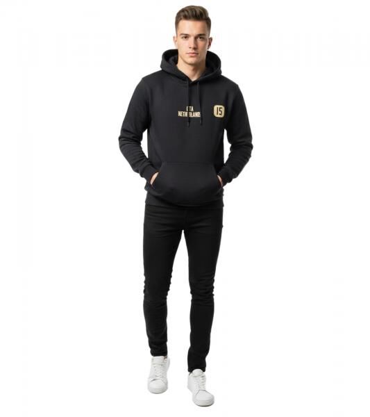 modischer ON THAT ASS Max Herren Hoody Kapuzen-Pullover Baumwoll-Sweater mit K&auml;ngurutasche Fleece gef&uuml;ttert Hoodie Schwarz