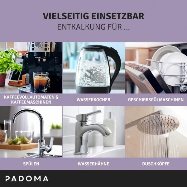 PADOMA Zitronensäure 1000 ml Flüssigentkalker für Kaffeemaschine Wasserkocher Geschirrspüler Armaturen Haushalt