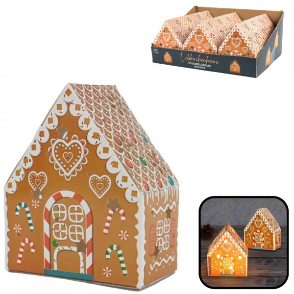 Plätzchenhaus Lebkuchenhaus LED auf Batterie 15 cm