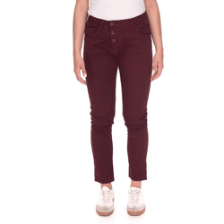 PLEASE Damen Baumwoll-Jeans modische Denim-Hose Slim-Fit 14360933 Bordeaux-Rot