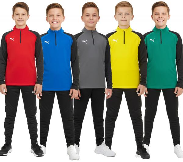 PUMA Teamliga 1/4 Zip Top Kinder Sweatshirt nachhaltiges Trainings-Shirt mit dryCELL Sport-Shirt 657237 Rot, Blau, Grau, Gelb oder Gr&uuml;n