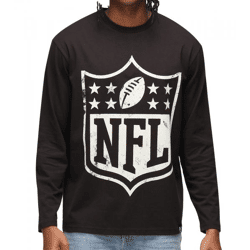 RE:COVERED X NFL Men's Crew Neck Sweater with Large NFL Logo Fan Sweater Cotton MMNFL1192 Black