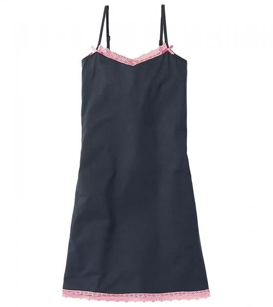 schm&uuml;ckendes Damen Nachthemd Pyjama mit zarter Spitze und Schleifen Nacht-Kleid Baumwoll-Kleid 927280 Grau/Rosa