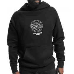 Sixth June Zodiac Herren Kapuzen-Pullover mit Baumwollanteil Sweat-Pullover mit Sternzeichen-Kreis-Print Langarm-Hoodie M22629VSW Schwarz