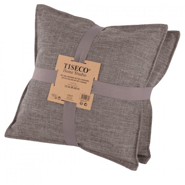 Tiseco Kissen Astoria dunkel taupe 45 x 45 cm Satz von 2