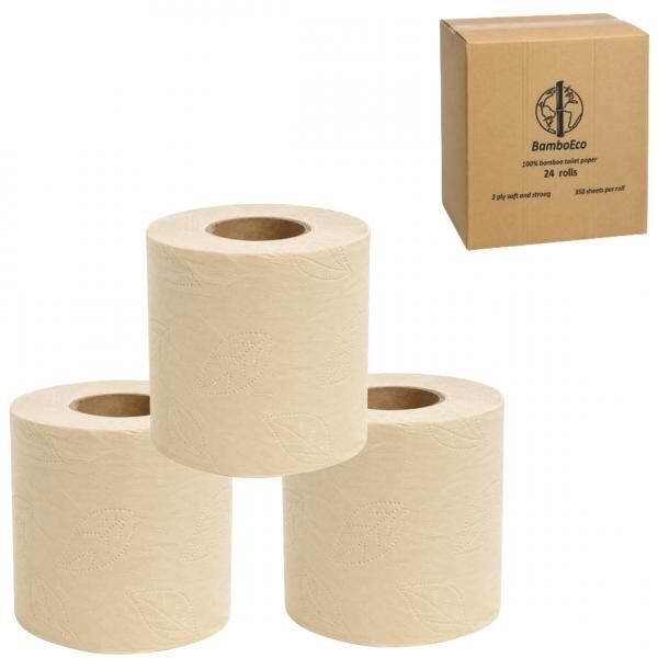 Bamboo Toilet Paper, 350 Sheets, 3-Ply, 24 Pack