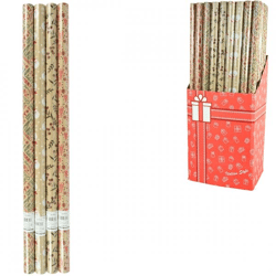 Christmas Gift Wrap, 200 x 70 cm, 4 Assorted Designs