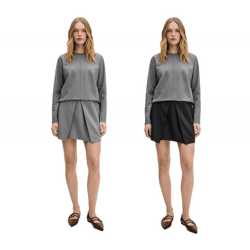 ausgestellter Damen Mini-Rock Punto di Roma Business-Rock Grau oder Schwarz