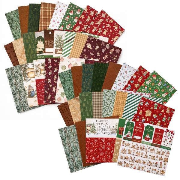 Bastelpapier Weihnachtsfolie/Glitzer 24 Blatt 6-fach sortiert