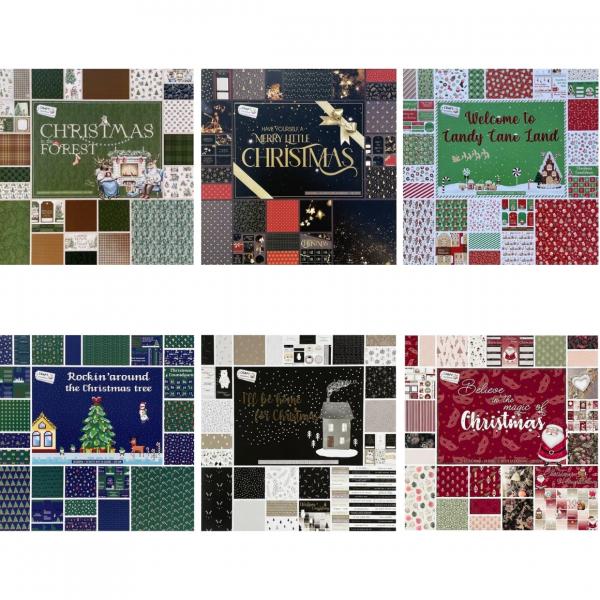 Bastelpapier Weihnachtsfolie/Glitzer 24 Blatt 6-fach sortiert
