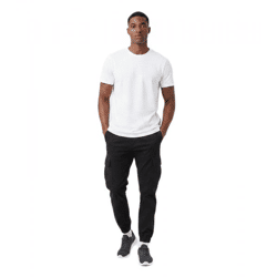 Bequeme URBAN CLASSICS Herren Cargo Jogginghose mit elastischem Bund und Cargo-Taschen Schwarz