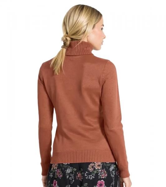 Damen Feinstrick-Pullover Rollkragen-Pulli aus reiner Baumwolle 948430 Braun