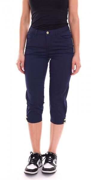 DELMAO Damen Sommer-Hose stylische Baumwoll-Hose Knielang 61966429 Blau