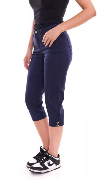 DELMAO Damen Sommer-Hose stylische Baumwoll-Hose Knielang 61966429 Blau