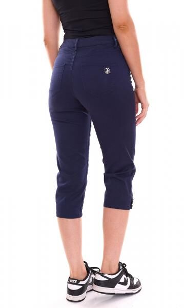 DELMAO Damen Sommer-Hose stylische Baumwoll-Hose Knielang 61966429 Blau