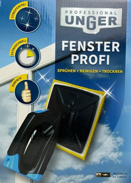 Fensterreiniger Profi Set Original Unger Komplettset 1 Unger Gerät 1 Unger Verlängerungsstange 5 Gelbe Wischpads 4 Glasreiniger Flaschen