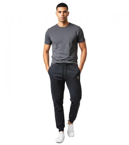 modische ON THAT ASS Leo Herren Jogging-Hose Baumwoll-Sweat-Hose mit Logo und Taschen Jogger Schwarz