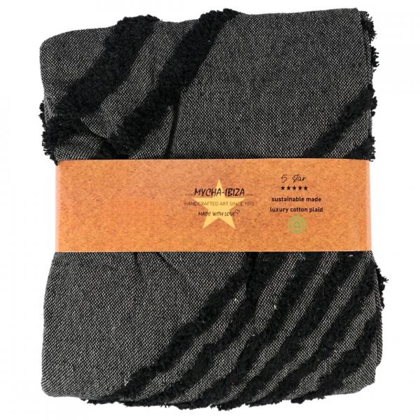 Mycha Ibiza kariert 3 recycelte Baumwolle schwarz 130 x 170 cm