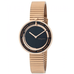 Pierre Cardin Damen Armband-Uhr zeitloses Ziffernblatt analoge Quarz-Uhr mit Edelstahl-Armband 3ATM 32mm CMA.0010 Rose-Gold/Schwarz