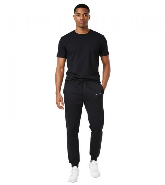 stilsichere ON THAT ASS Aaron Herren Jogging-Hose Baumwoll-Sweat-Hose mit Logo-Schriftzug und Taschen Jogger Schwarz