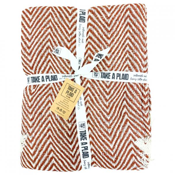Take a plaid 31 recycelte Baumwolle Rost 125 x 150 cm