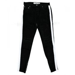 vsct Clubwear Stripe Herren Jeans mit seitlichen Streifen Denim-Hose D5642660 Schwarz/Weiß