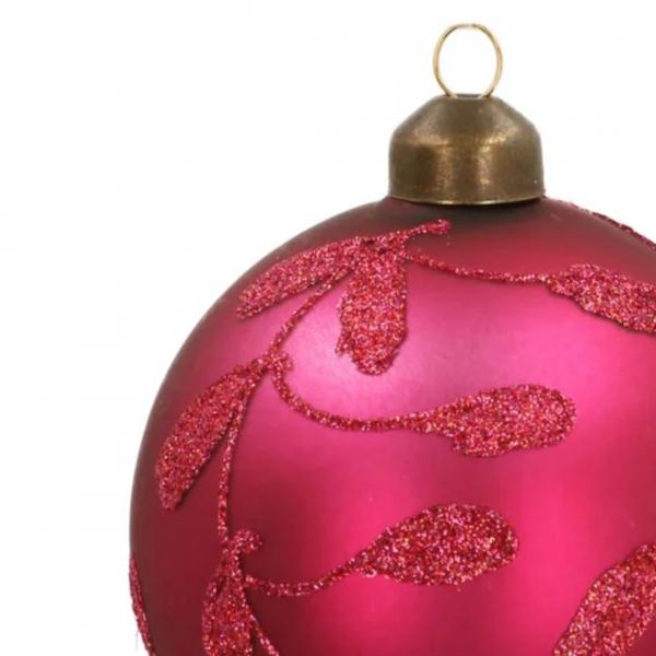 Weihnachtskugel Berry Leaf Glas rosa 8 cm
