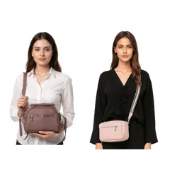 WOWZILLA Damen Handtasche mit praktischen Fächern Umhängetasche modische Ausgeh-Tasche Rosa oder Pink 