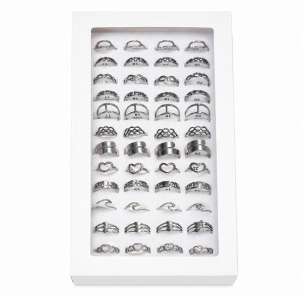 Boltze Ring „Anillo“ aus Edelstahl, silberfarben, 12er-Sortiment