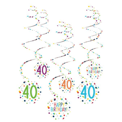 Confetti Birthday - 6 Deko-Spiralen 40 - 61 cm