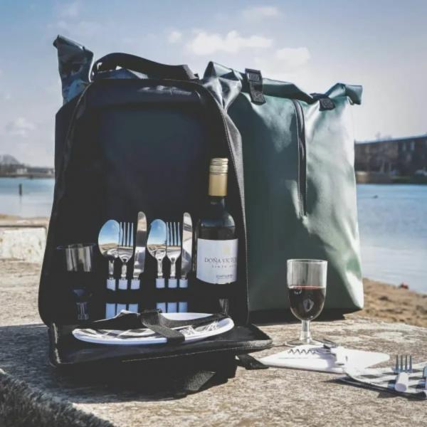 Norlander Picknick-Rucksack, schwarz, 14-teilig, 41 cm