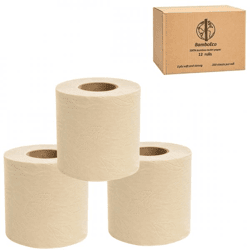 Toilettenpapier aus Bambus, 350 Blatt, 3-lagig, 12 Stück