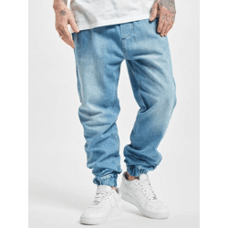 bequeme 2Y Premium Herren Jeans Stretch Kordelzug Reißverschluss mit Baumwolle Blau