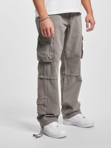 bequeme DEF Herren Jeans Stretch Rei&szlig;verschluss Klettverschluss mit Baumwolle Grau