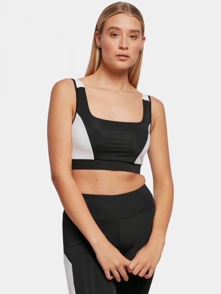 bequemer Urban Classics Damen BH Stretch Slim Fit 210 g/m&sup2; Schwarz/Wei&szlig;