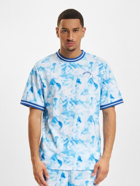 bequemes Just Rhyse Herren T-Shirt Rippb&uuml;ndchen mit Baumwolle Blau