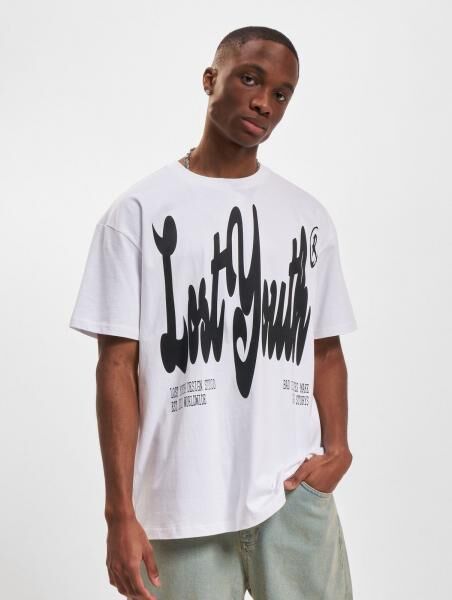 bequemes Lost Youth Herren T-Shirt Oversize 240 g/m&sup2; mit Baumwolle Wei&szlig;