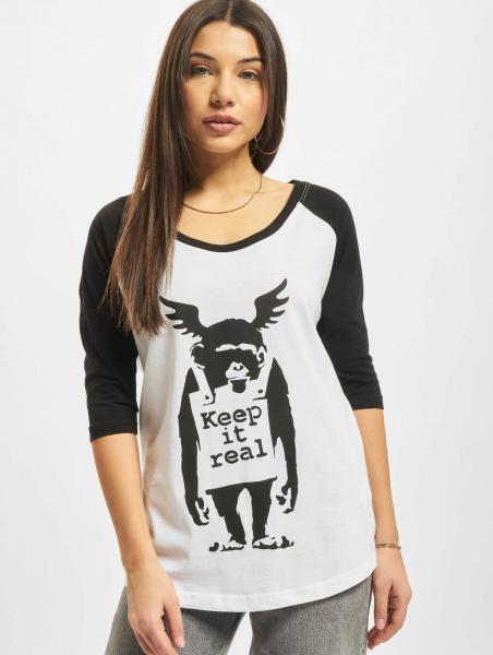 bequemes Merchcode Damen Sweatshirt mit Baumwolle Wei&szlig;/Schwarz