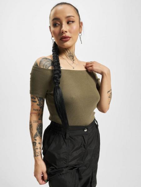 bequemes Urban Classics Damen T-Shirt Stretch 180 g/m&sup2; mit Baumwolle Khaki