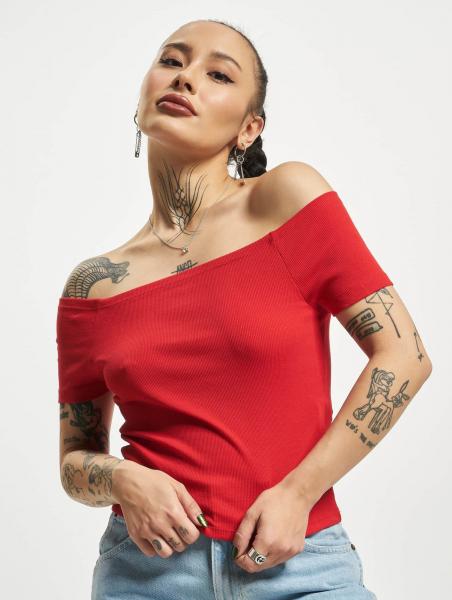 bequemes Urban Classics Damen T-Shirt Stretch 180 g/m&sup2; mit Baumwolle Rot