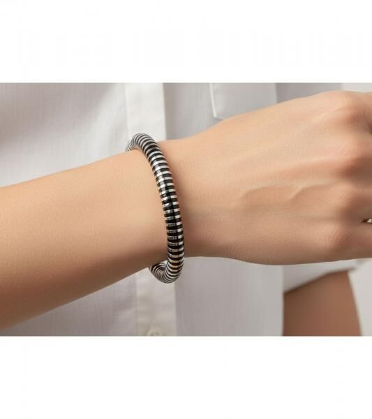 Edler Calvin Klein Damen-Armreif aus Edelstahl Arm- & Handgelenk-Schmuck Armband Gr&ouml;&szlig;e XS KJ9FBF2001 Silber/Schwarz