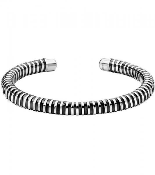 Edler Calvin Klein Damen-Armreif aus Edelstahl Arm- & Handgelenk-Schmuck Armband Gr&ouml;&szlig;e XS KJ9FBF2001 Silber/Schwarz
