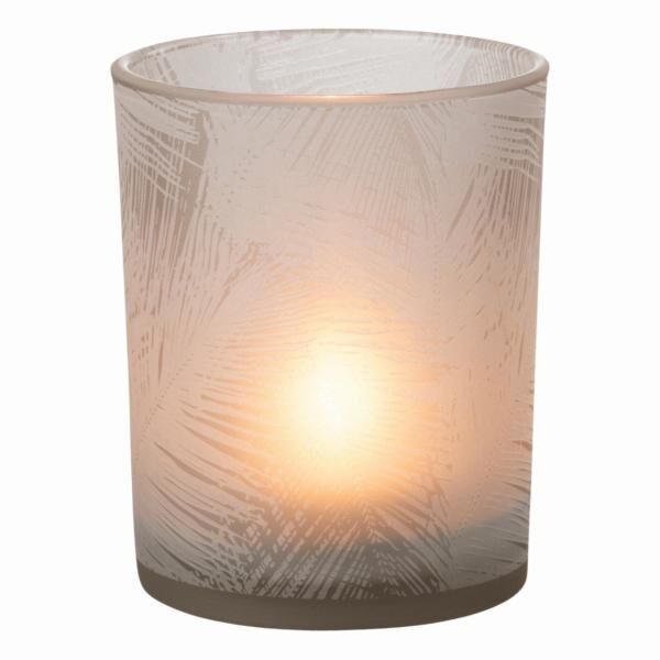 J-Line Teelichthalter „Palmleaf“, beige, 12,5 cm