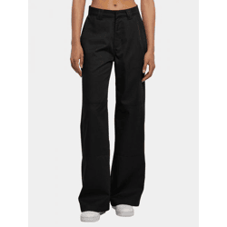 lässige Urban Classics Damen Jeans Straight Fit Reißverschluss Taschen mit Baumwolle Schwarz