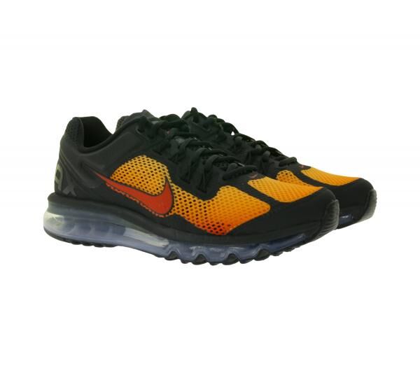 NIKE Air Max 2013 Herren Sneaker Mesh-Turnschuhe mit Air-D&auml;mpfung HF4887-873 Schwarz/Rot/Orange