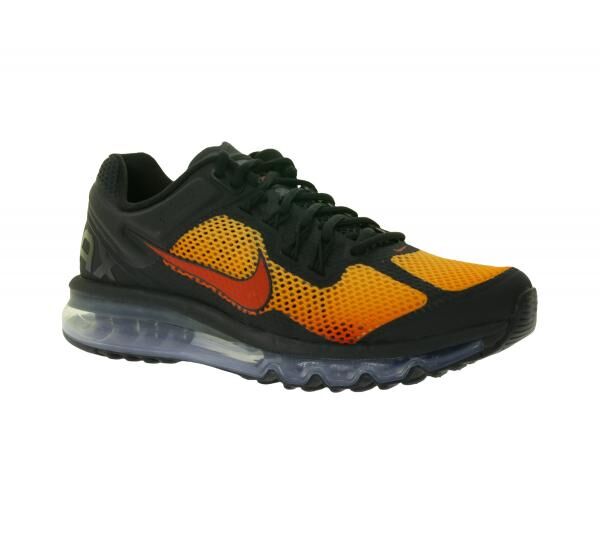NIKE Air Max 2013 Herren Sneaker Mesh-Turnschuhe mit Air-D&auml;mpfung HF4887-873 Schwarz/Rot/Orange