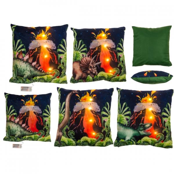 Out of the Blue Kissen Dino LED batteriebetrieben 40 x 40 cm 4fach sortiert