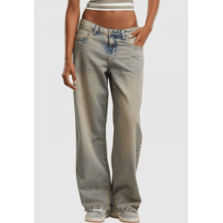 stylische Urban Classics Damen Jeans Ketten-Detail mit Baumwolle Blau/Beige