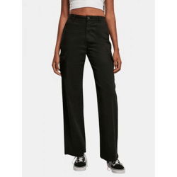 stylische Urban Classics Damen Jeans Straight Fit Stretch Reißverschluss mit Baumwolle Schwarz
