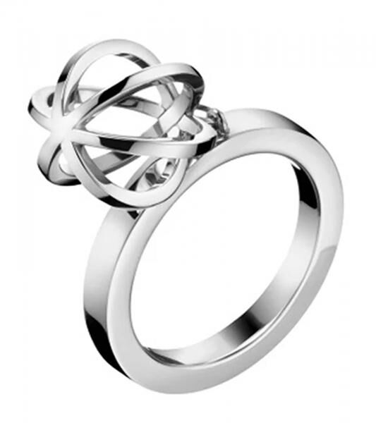 Zeitloser Calvin Klein Damen Ring mit Kugel-An&auml;nger Edelstahl-Ring Finger-Ring KJ4XMR00020 Silber